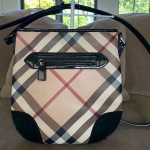 Burberry Crossbody. Black patent leather accents.